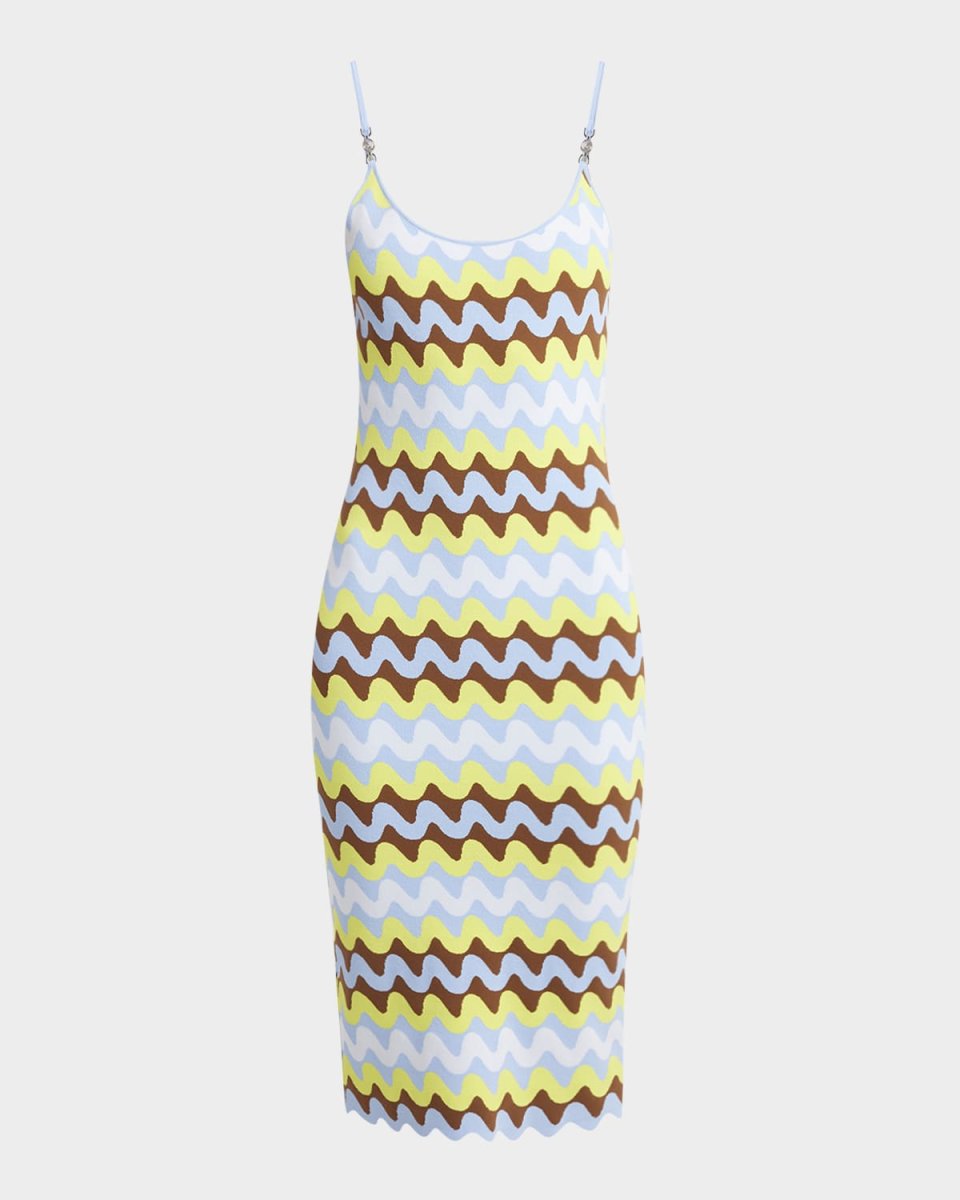 Wave Stretch Viscose Knit Sleeveless Midi Dress